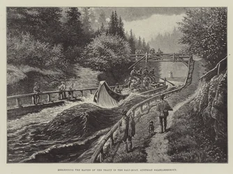 Descending the Rapids of the Traun in the Salt-Boat, Austrian Salzkammergut